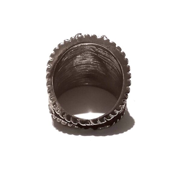 Black Enamel Square Cut Crystal Solitaire Fashion Statement Ring Size 7 3/4 - Picture 4 of 6